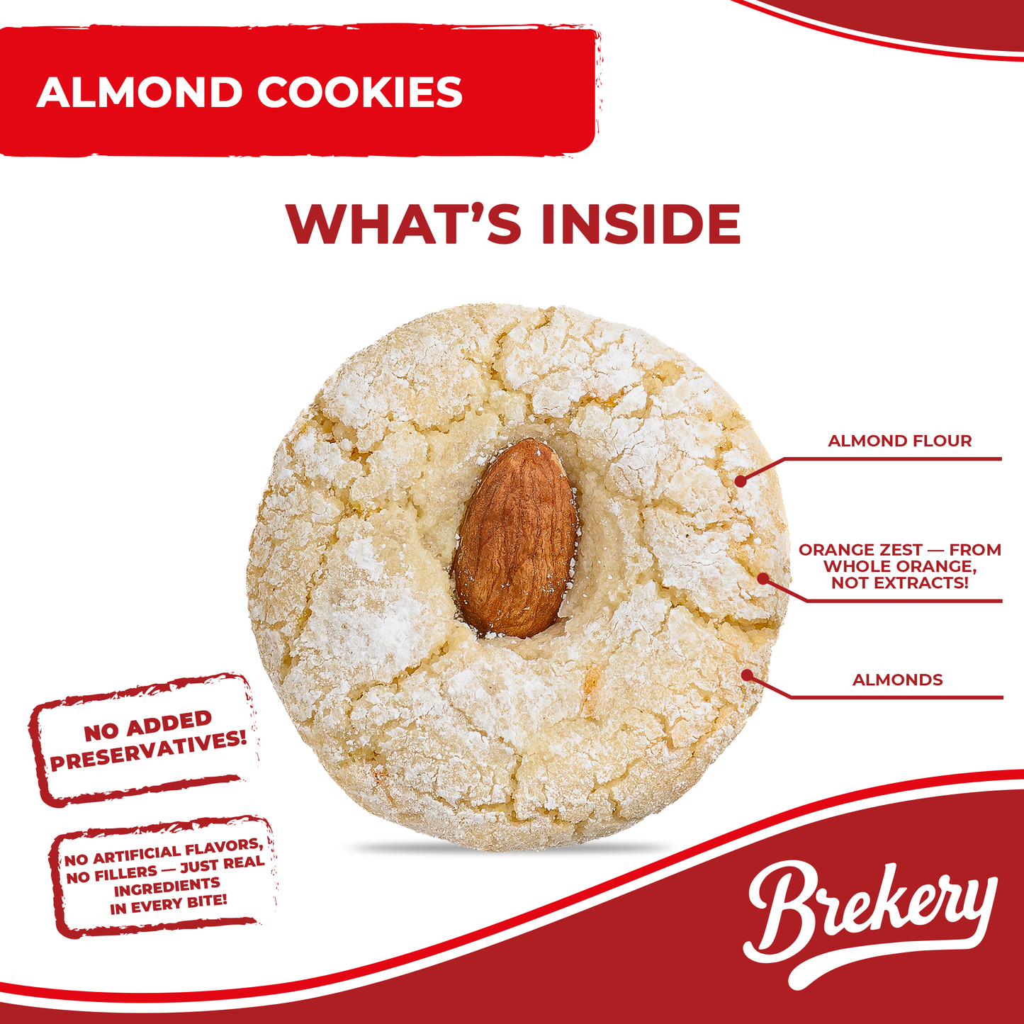 Brekery almond cookies ingredients almond flour orange zest almonds